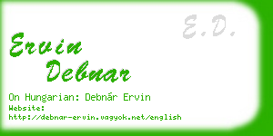 ervin debnar business card